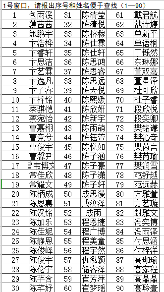 连云港师专二附小教育集团本部2020年一年级新生拟录取名单