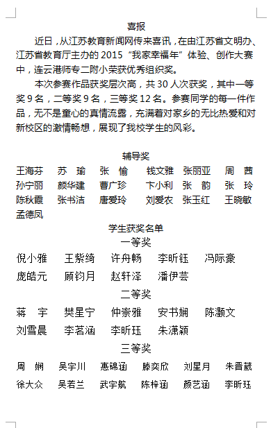 2015“我家幸福年”获奖公示